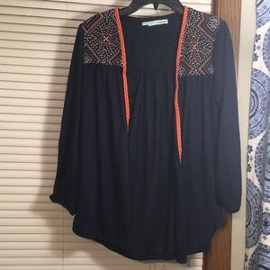 Navy/coral open front cardigan
